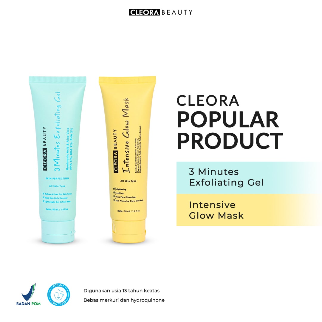 Cleora Popular Product ( 3 Minute Exfoliating Gel x Intensive Glow Mask
