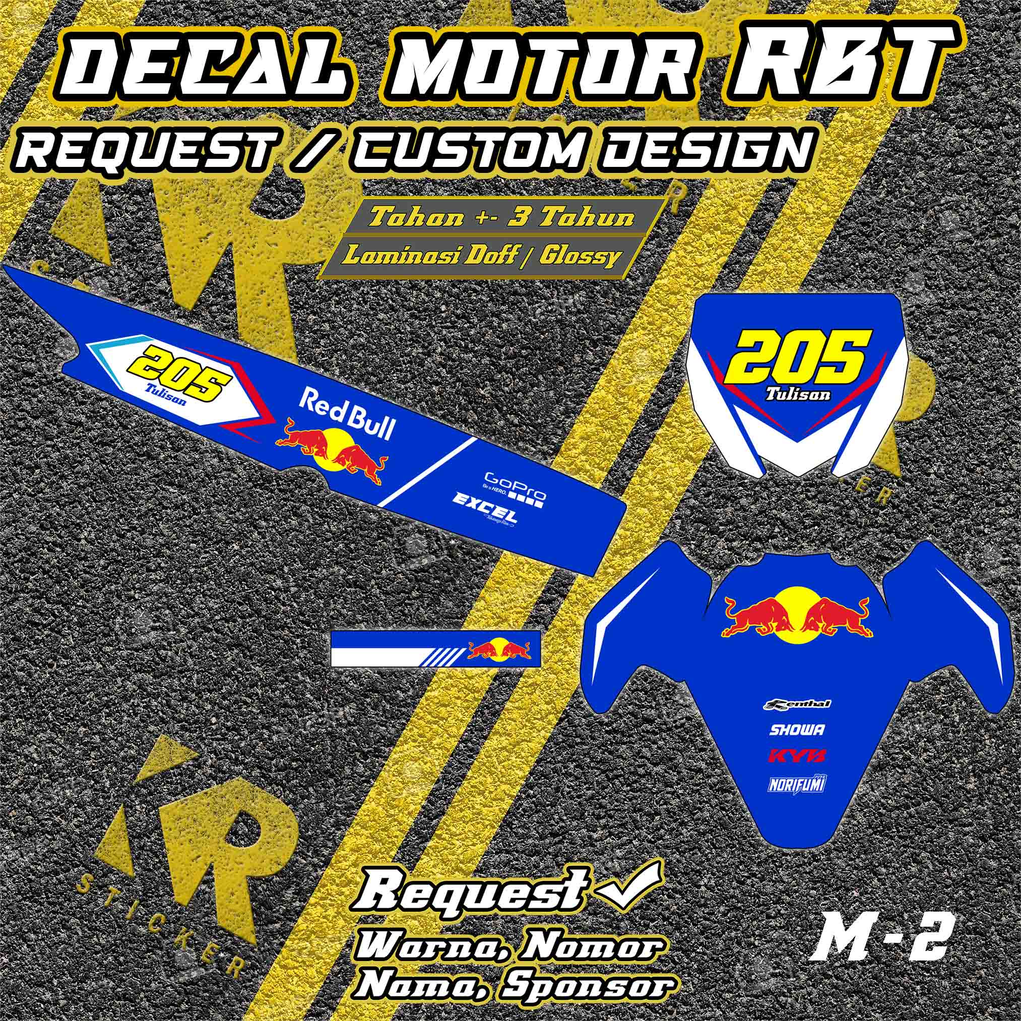 Stiker Decal Motor RBT sticker motor bebek trail Custom Desain | M2