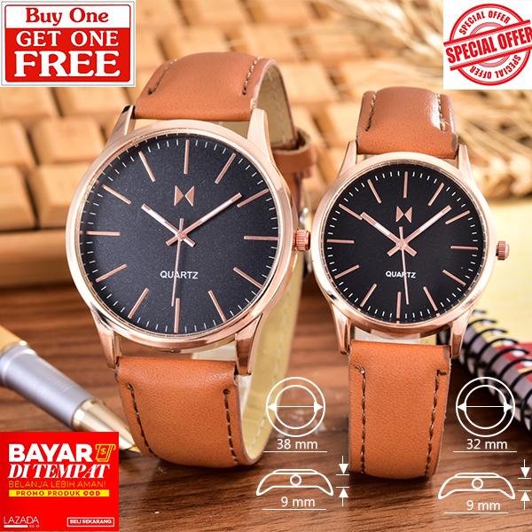Alexandre Costie – Bonico – Jam Tangan Pria dan Wanita - Body Rose Gold – Black - Dial – Brown Leather Strap – Bonico-2984C-GL-RGB-Couple - Brown Leather Strap