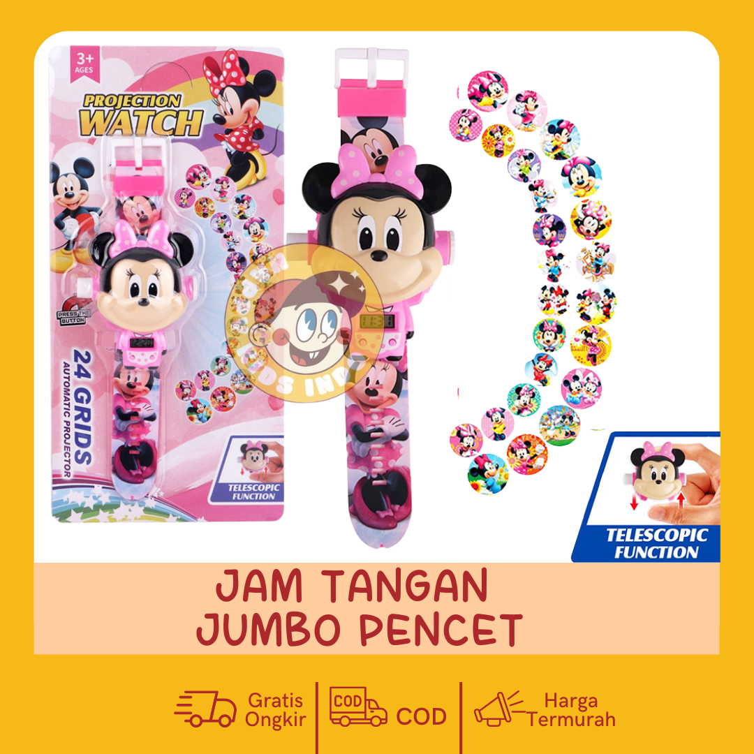 JAM TANGAN ANAK JUMBO PENCET LASER 24 GAMBAR JAM TANGAN ANAK DIGITAL