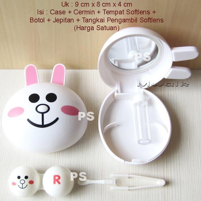 Tempat Softlens Bentuk Cony ( Bunny) Line Friend/ Lenscase Cony (Bunny) Line Friend Travel Kit - White