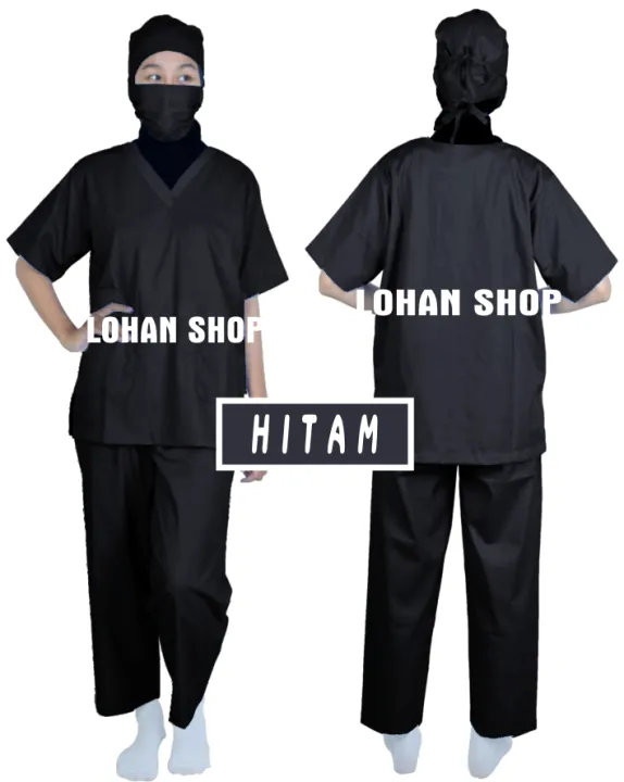 Baju Ok Oka Baju Perawat Baju Medis Baju Operasi Seragam Kesehatan Lengan Pendek Warna Hitam Lazada Indonesia