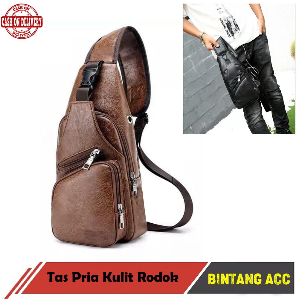 Sling Bag Kulit Non USB Versi 2 - Tas Selempang Pria - Tas Selempang Slempang Pria Cowok Kulit Import Impor Kulit Versi 2