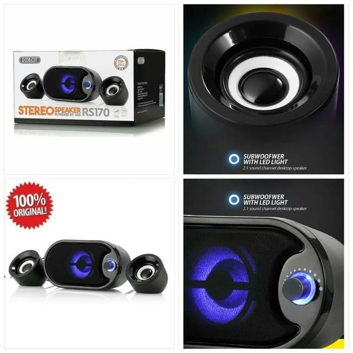 Robot RS170 Stereo Speaker With LED Speaker Portabel Speaker Komputer Speaker Laptop ORIGINAL(Drn Shop)