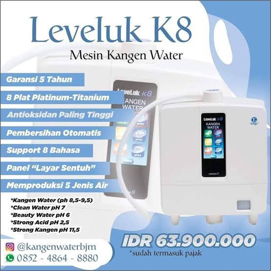 Mesin Kangen Water K8 New Termurah Bonus Flojet Penghasil Air