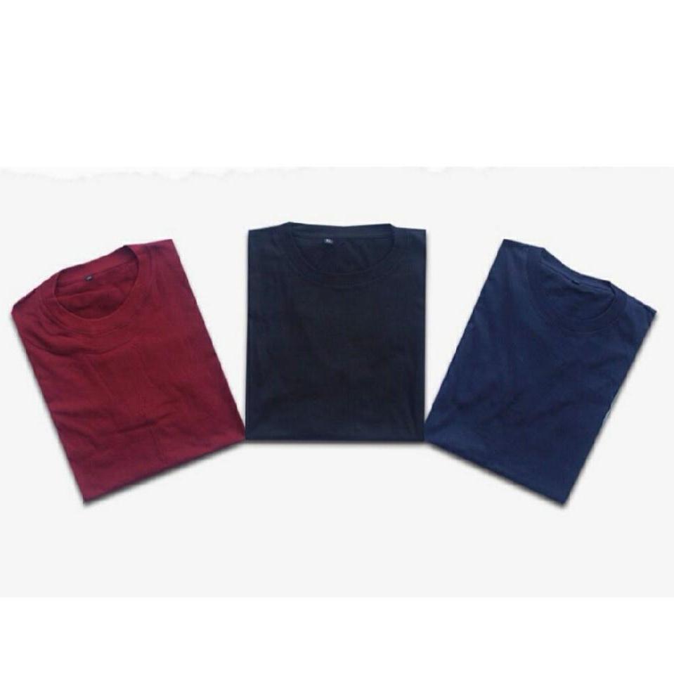 Outlet Kemeja KAOS POLOS PRIA PREMIUM TIGA WARNA BASIC (PROMO BELI 3 PCS = 100K )
