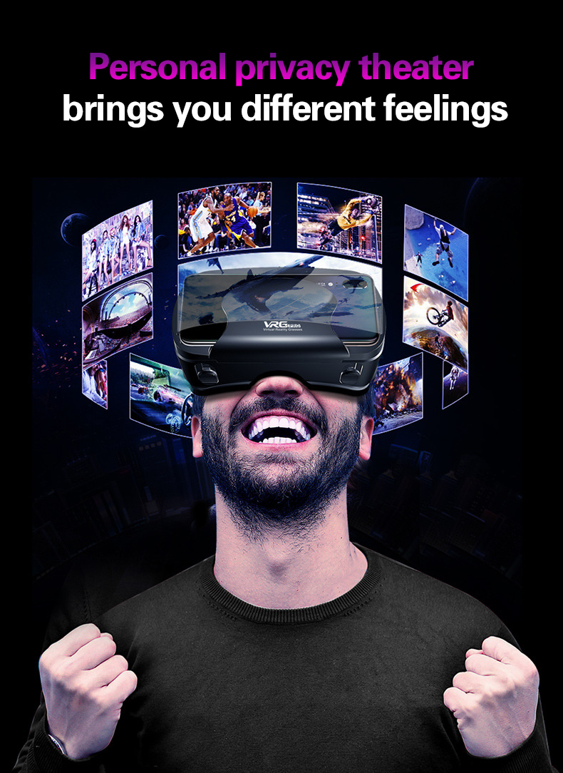 Eprior 2021ขายดี VRG Pro 3D แว่น VR Virtual Reality เต็มรูปแบบหน้าจอภาพมุมกว้างแว่น VR สำหรับ5ถึง7นิ้วอุปกรณ์สมาร์ทโฟน