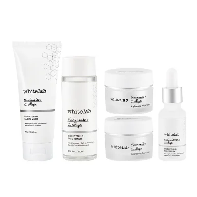 WHITELAB BRIGHTENING FACE SERIES + SERUM with Niacinamide + Collagen White lab Paket Wajah dan Serum