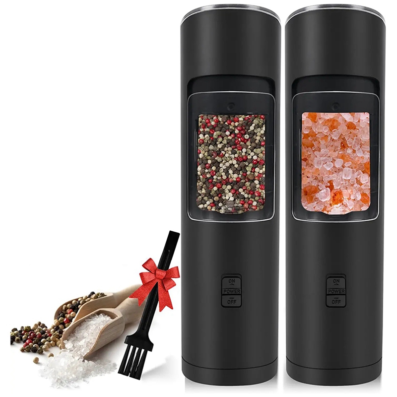 Electric Salt and Pepper Grinder Set, Automatic Salt Grinder Pepper Mill with Switch Button