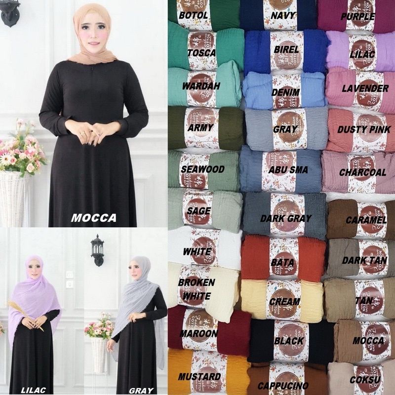[ Hijabasket ] Hijab Pashmina Crinkle Shawl Import | Kualitas Premium