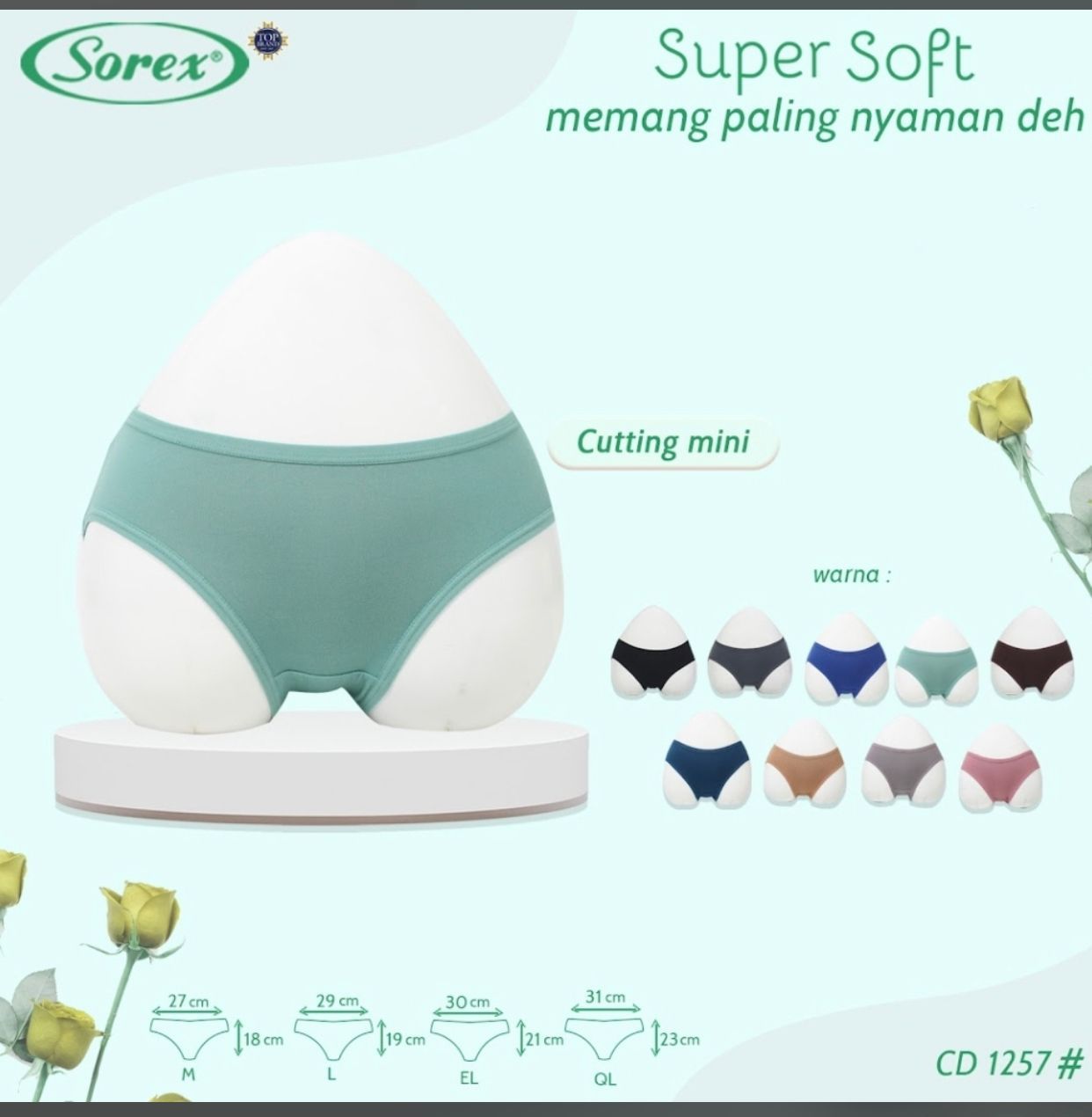 6 Pcs Cd Sorex Series 1257 Best Selling Super Soft Strech Women's Underwear Harga  35,000 rupiah*Gratis Ongkir