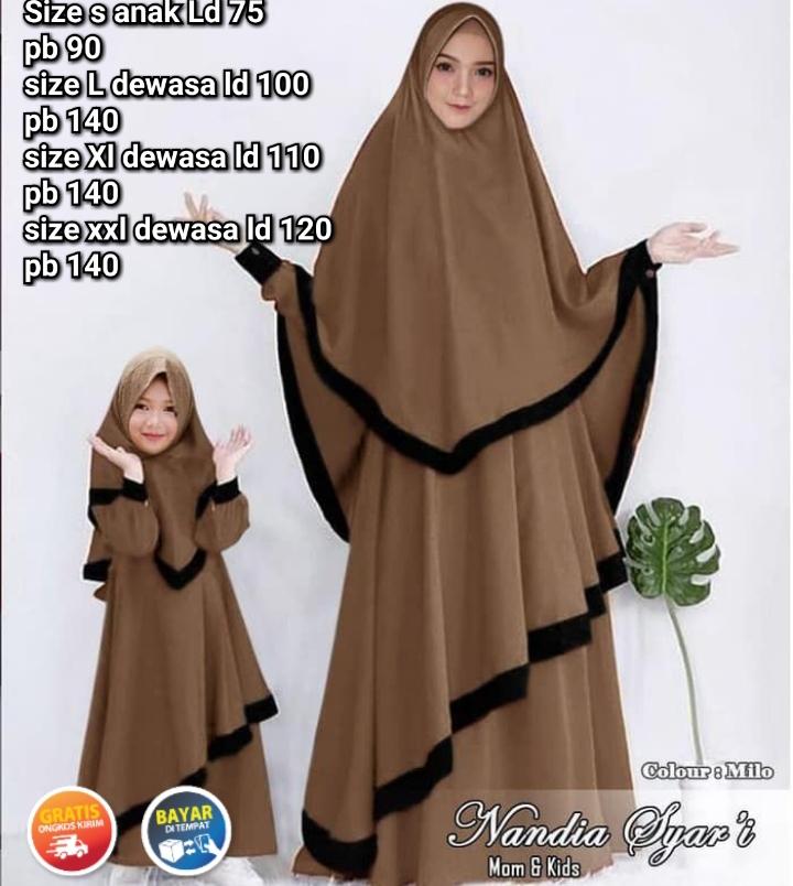 GAMIS SYARI SET COUPLE IBU ANAK JUMBO SIZE ANAK S .DEWASA L-XL-XXL
