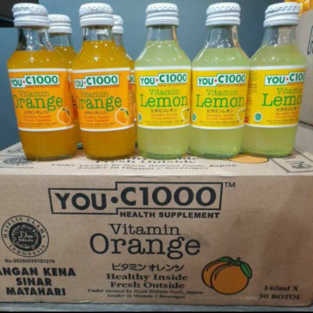 You C1000 Orange Dan Lemon 140 Ml Botol Kaca Lazada Indonesia
