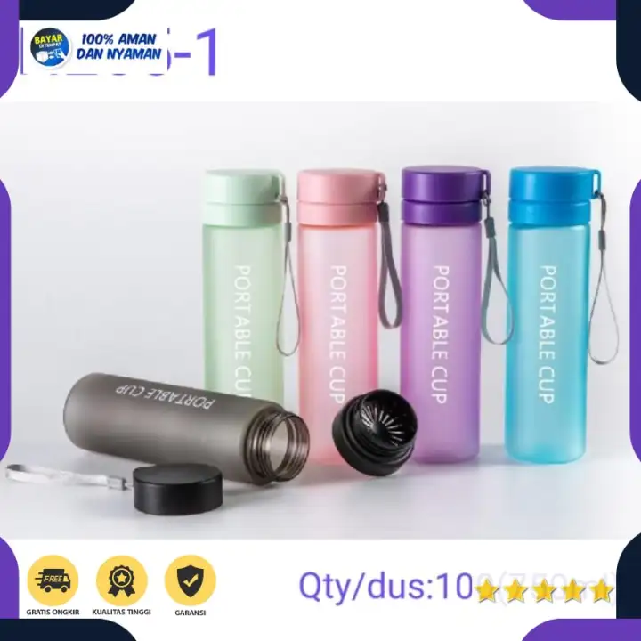 Bayar Di Tempat H265 1 Botol Minum Portable Cup Doff 750ml Botol Air Minum Hitam Sedia