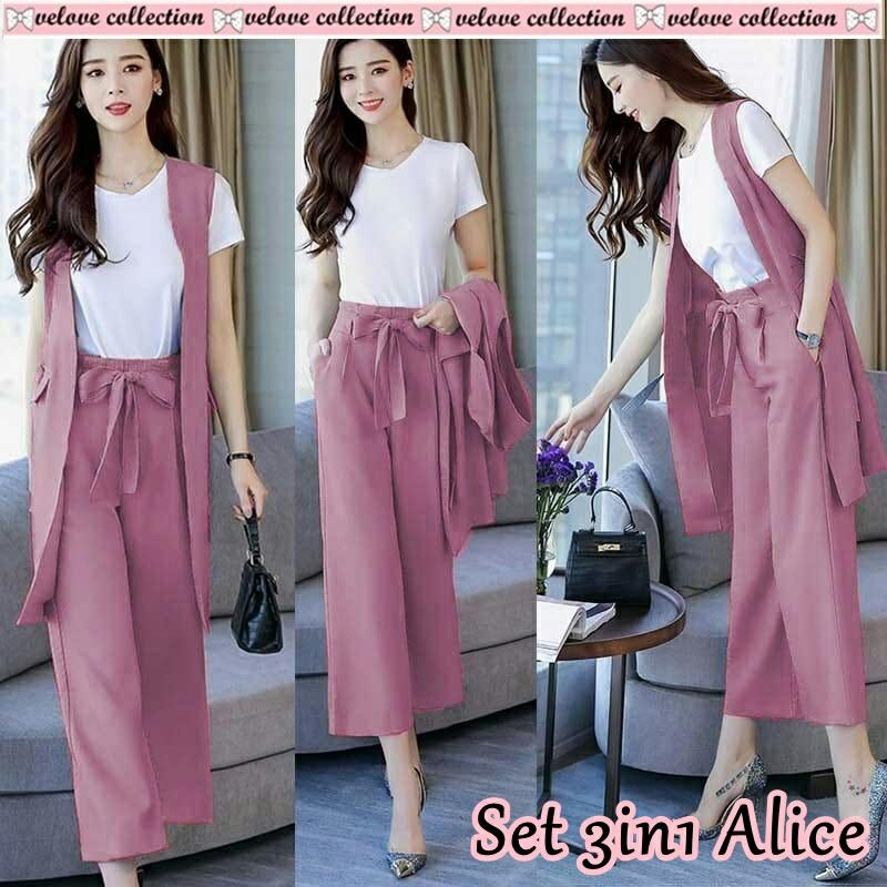 DoubleM Fashion /setelan 3in1 alice /fashion wanita/ muslim/ fashion muslim/ atasan wanita/ kemeja wanita/ blouse wanita / fashion anak/ baju anak / baju anak cewek / jaket wanita/ cardigan / hoddie / tunik / baju murah