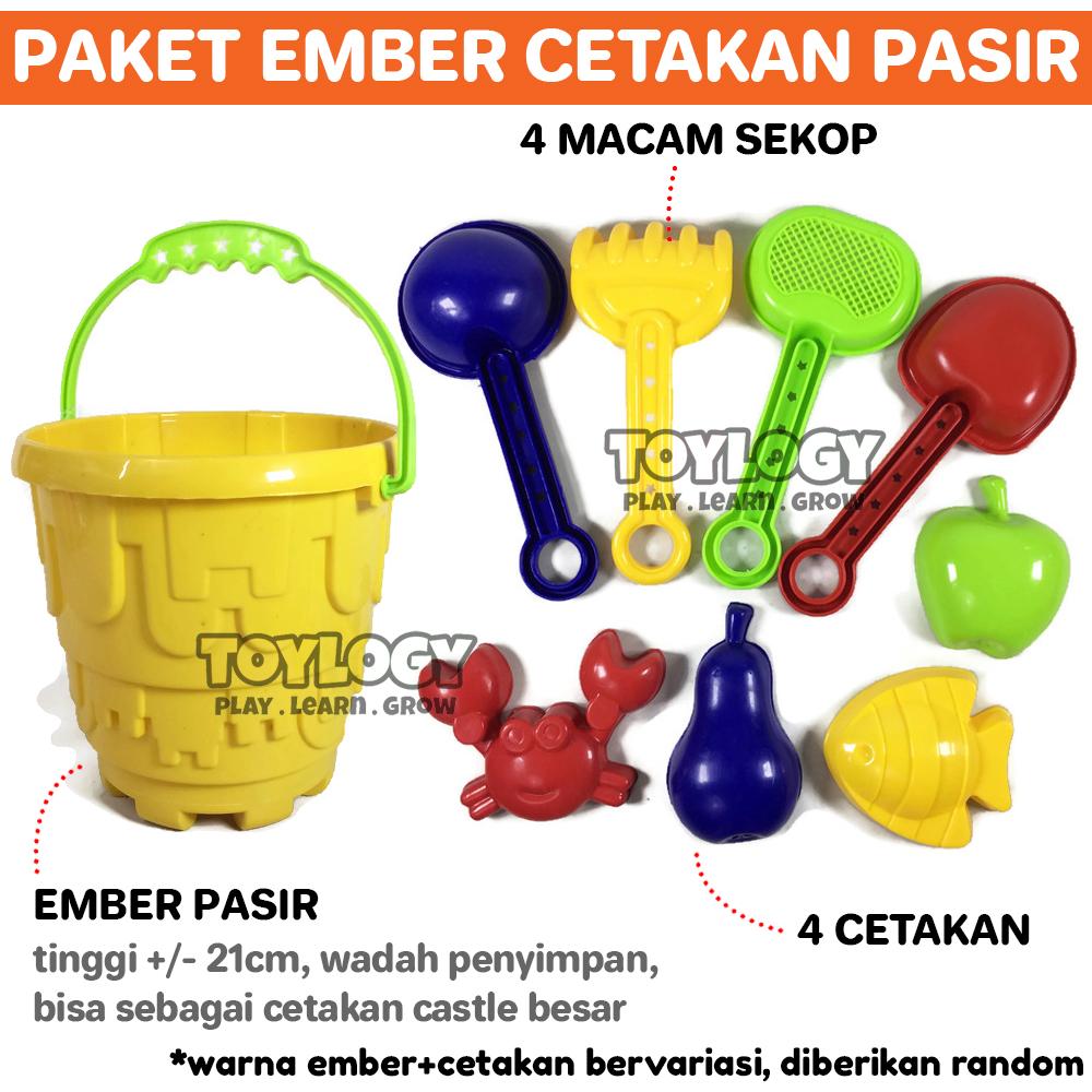 Toylogy Mainan Anak Paket Ember Cetakan Pasir Sekop Round Castle Beach Set Besar - Mainan Edukasi