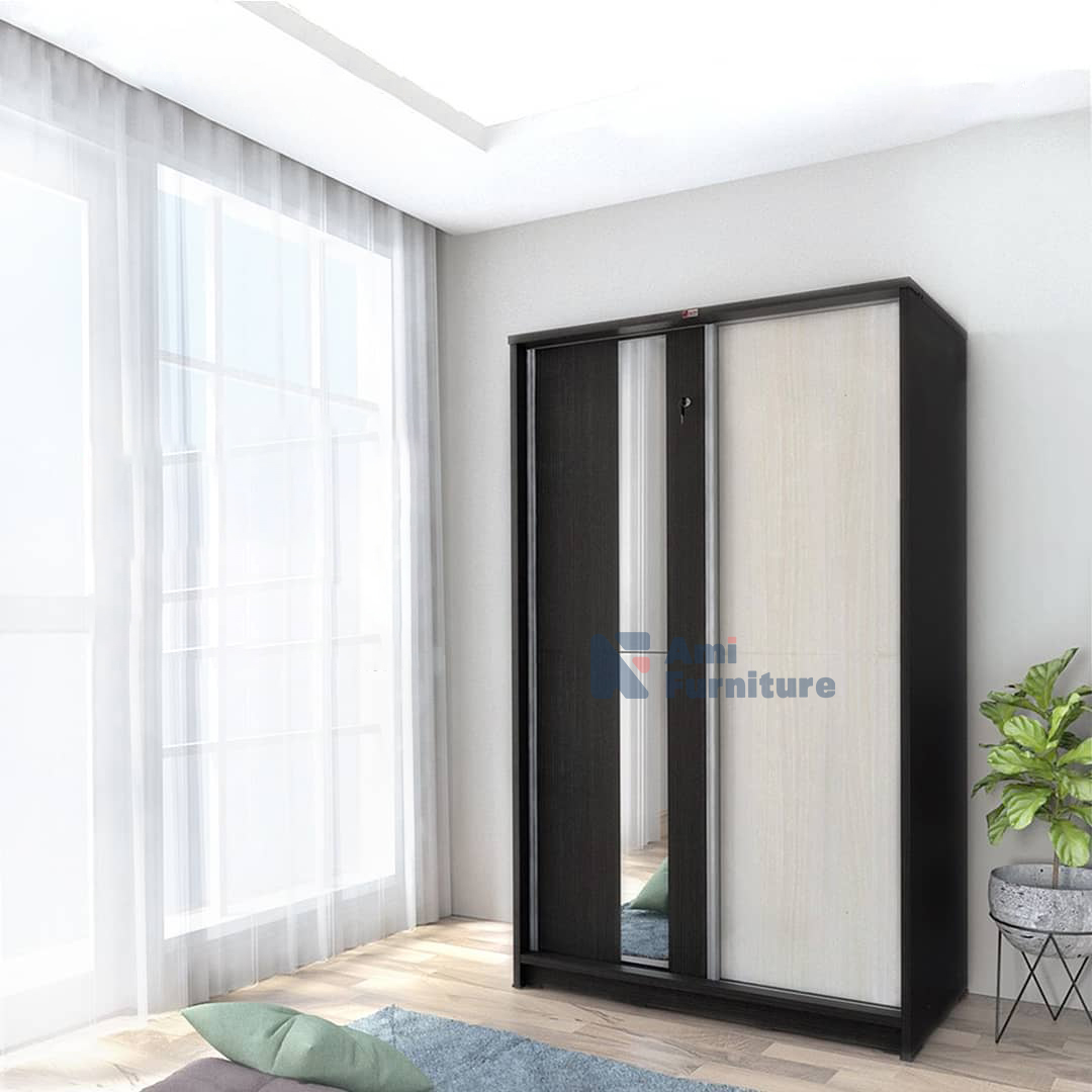 Lemari Sliding 2 Pintu Cermin/Lemari Pakaian 2 Pintu Sliding seri SLIDE