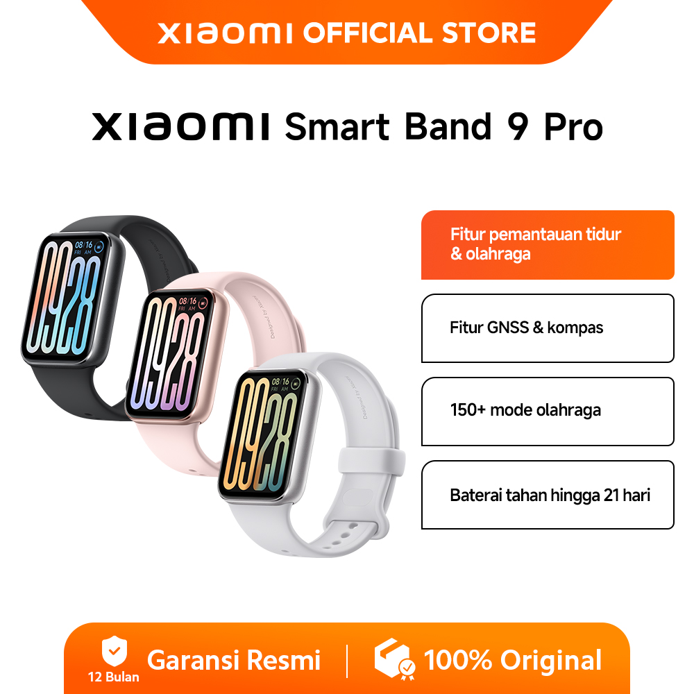 Xiaomi Smart Band 9 Pro | Bezel Tipis 1,74 | 150 Mode Olahraga | Pemantau Oksigen Darah & Detak Jantung | Frame Alloy Allumunium [Official Store]Xiaomi Band 9 Pro