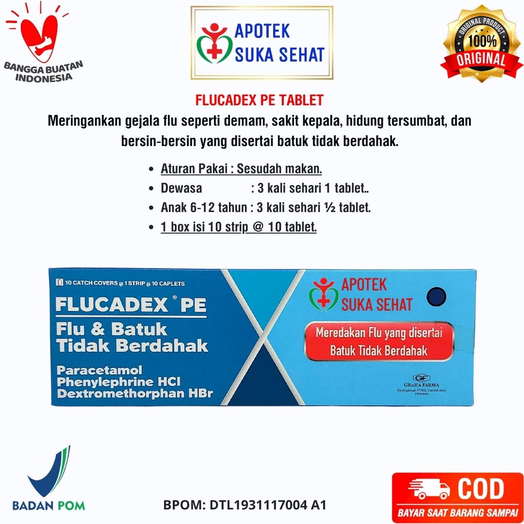 FLUCADEX PE TABLET OBAT FLU BATUK TIDAK BERDAHAK ( 1 BOX ISI 10 STRIP