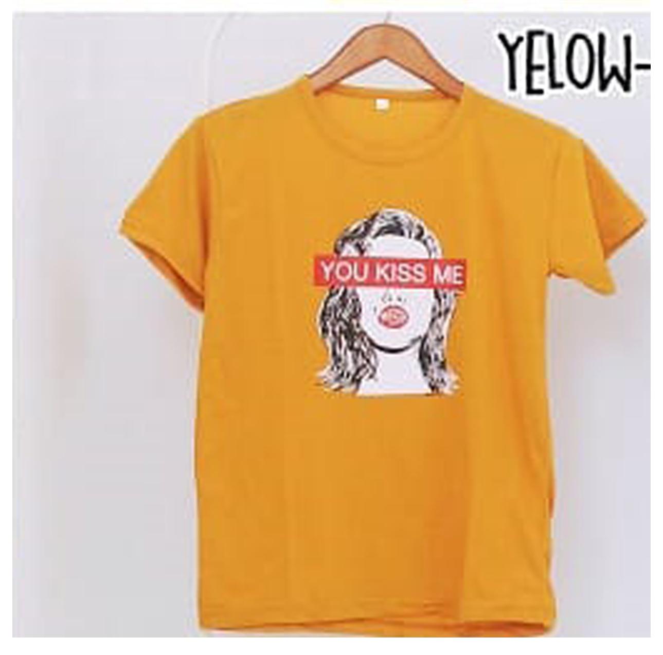 PROMO KaosLokal- Pusat Jual Kaos Murah Cewek Tumblr Tee - You Kiss Me Kuning Oblong Keren