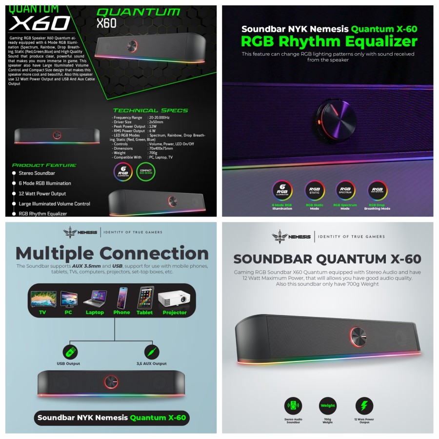 NYK QUANTUM X60/X60 RGB SOUNDBAR GAMING SPEAKER Lazada Indonesia