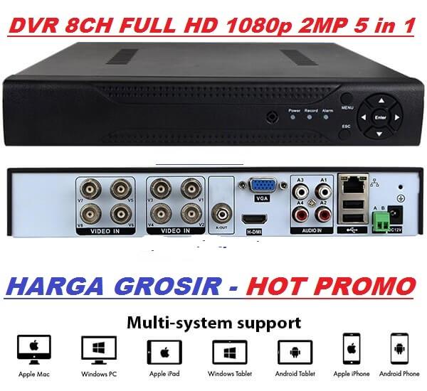 Harga Grosir-DVR 8ch Full HD 2MP 5 Iin 1 Bisa Untuk -Camera HD -IP Camera -Analog -HD-TTVI -HD-CVI