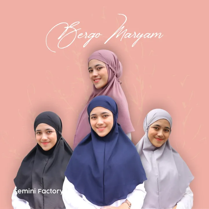 Hijab Bergo Maryam 2 Layer Diamond Bergo Instan Tali Non Pet Dua Layar Shopee Indonesia