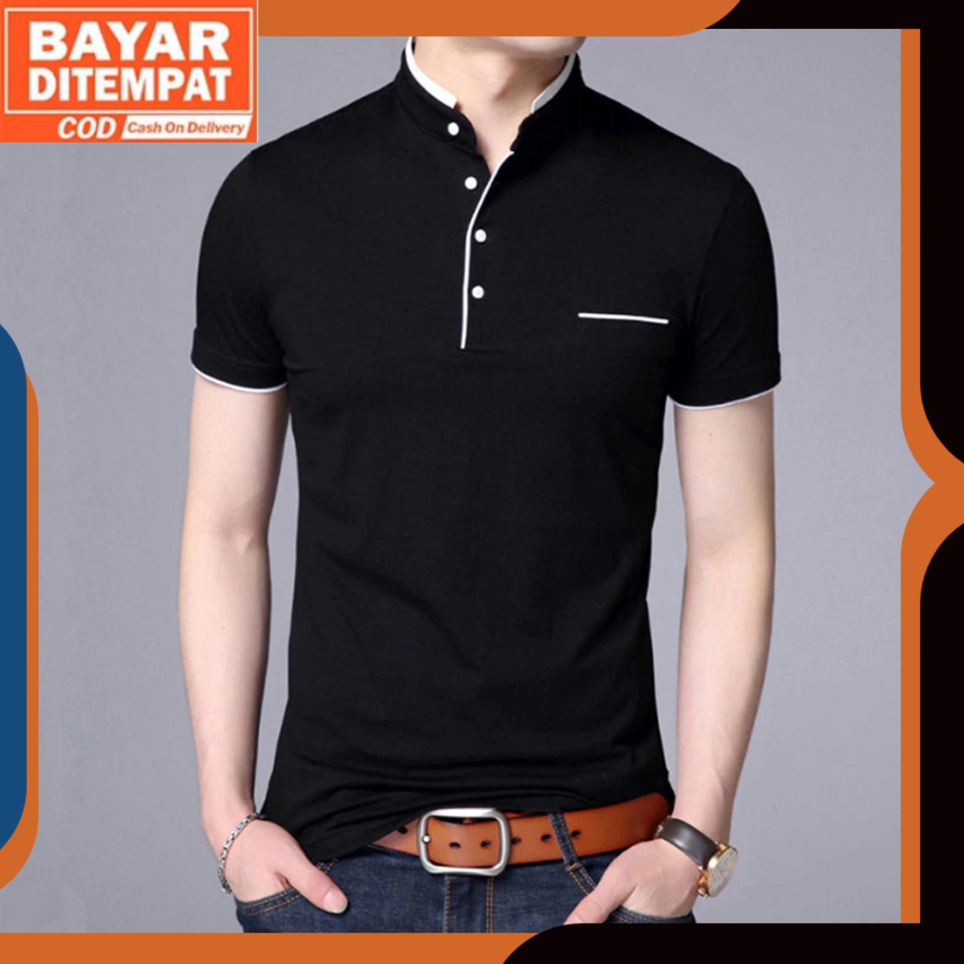 Kaos Polo Pria Lengan Pendek Hitam Polos / Baju Kaos Polo / Kaos Pria Distro Bandung Berkerah - Dyrgo