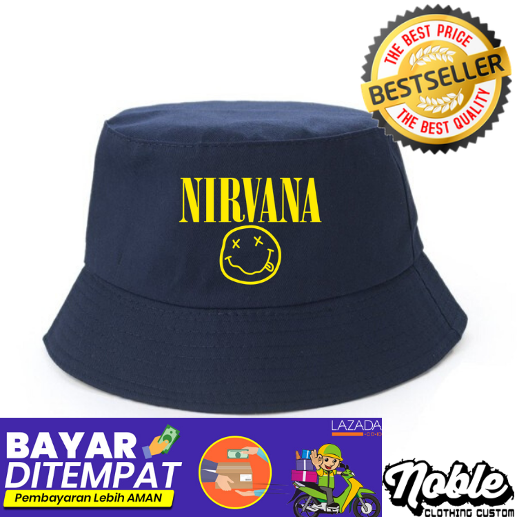 Topi Bucket Hat Nirvana - Navy | Lazada 
