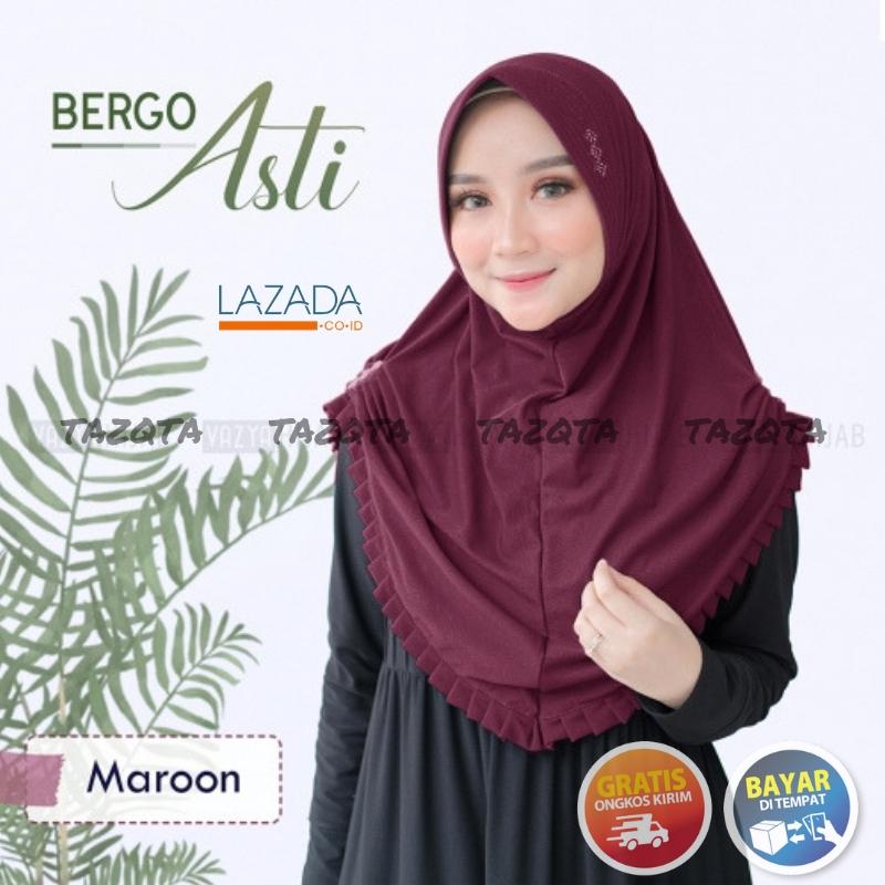 TAZQTA Hijab Bergo Asti / Hijab Instan Bergo Pad Jilbab Kerudung Variasi Lipit Swarovski Sintetis Pada Pad Dan Bahu Praktis Cantik - Daily Hijab