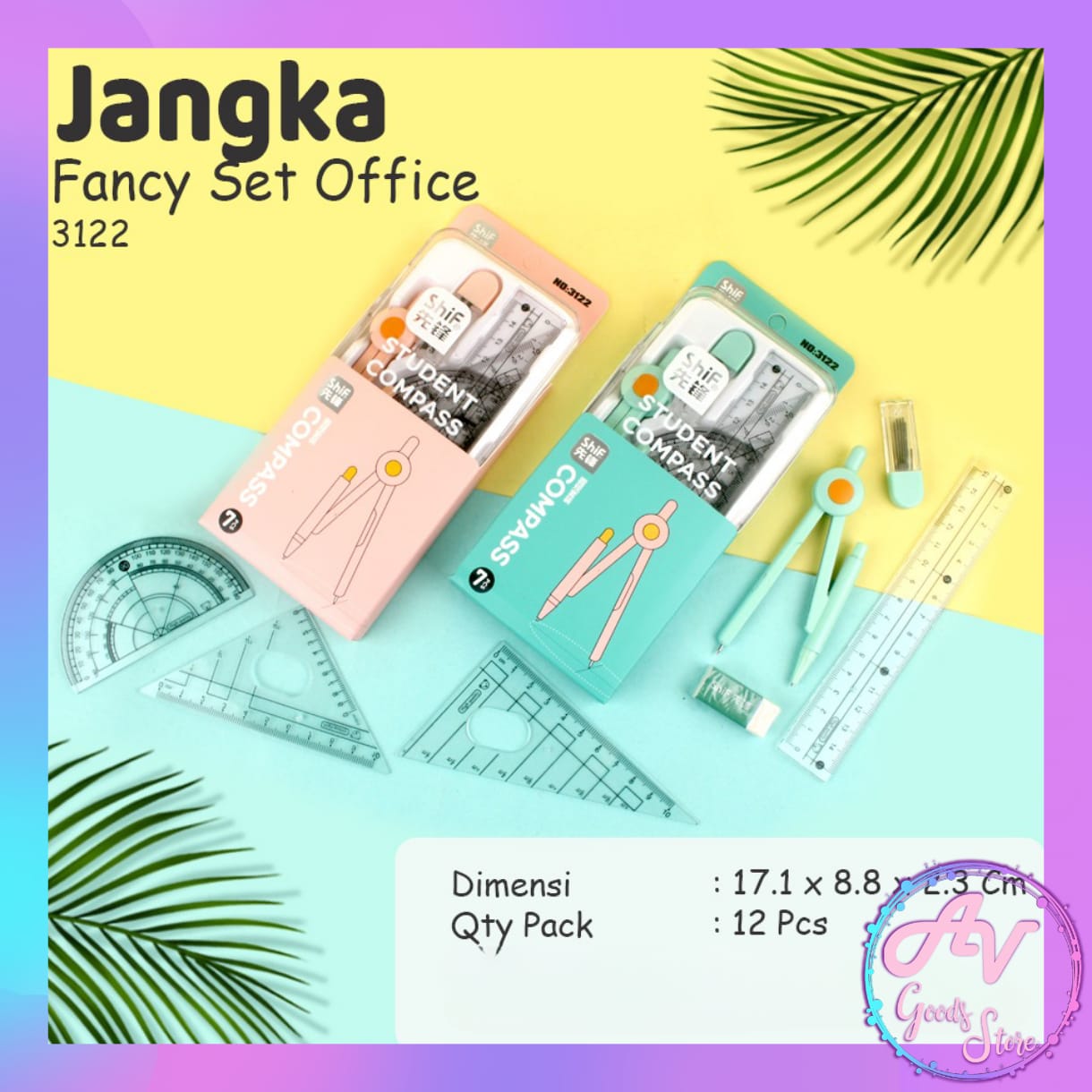 Jangka Set Penggaris Math Set Jangka Besi Office Set Jangka