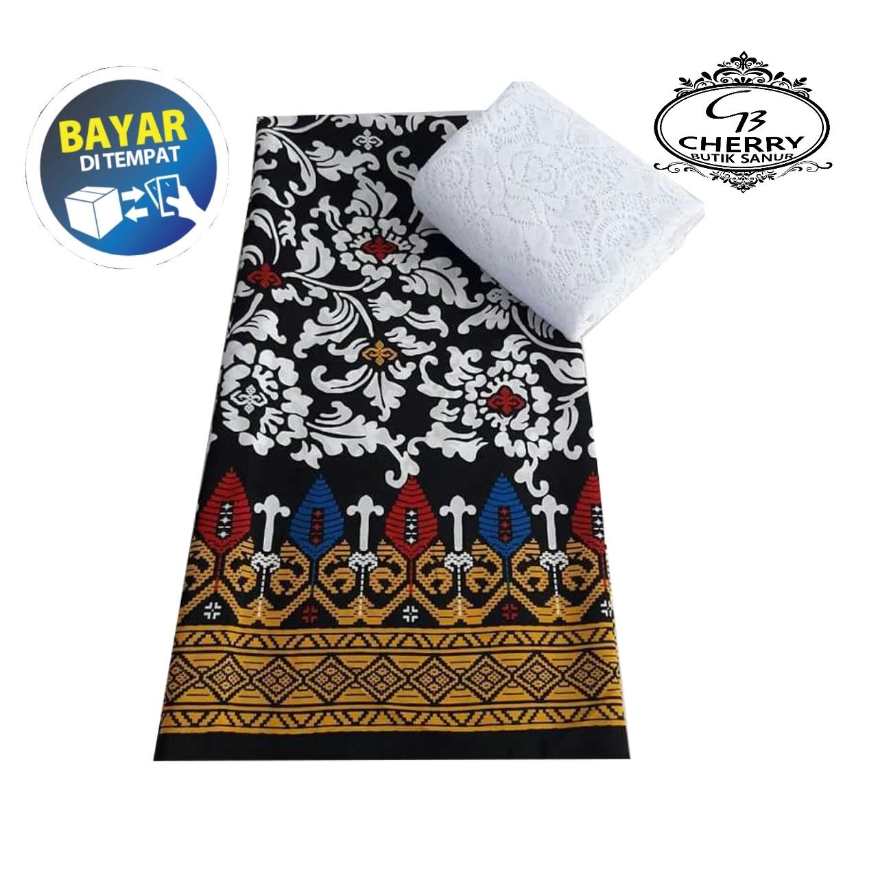 Cherry - Setelan Kain Satin Songket Baron Klasik dan Brokat Lembaran Kebaya Bali Murah Bahan Kebaya Pesta Kebaya Wisuda