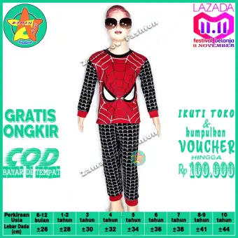 Zamanow Fashion Baju Setelan Anak Laki Laki Spiderman Baju Tidur Anak Piyama Spiderman 99 Paket Hemat