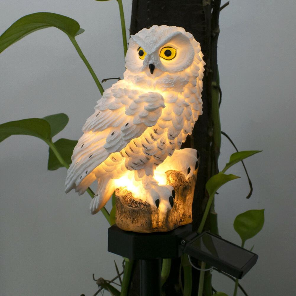 Solar Garden Lights Owl Ornament Animal Bird Outdoor LED Decor Sculpture Novelt