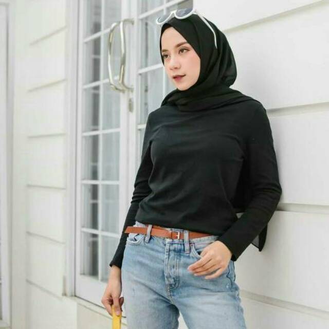 Manset Wanita Turtleneck Bahan Kaos 