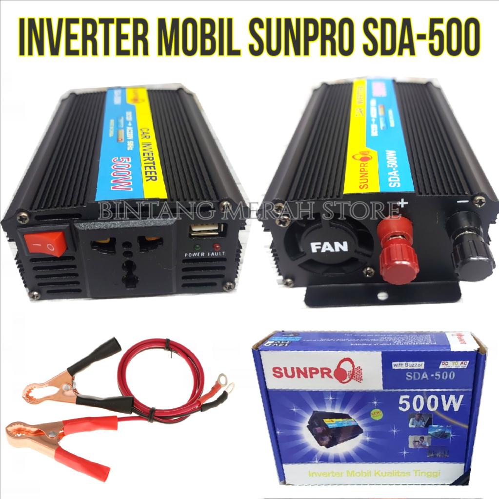 Inverter Mobil Kualitas Tinggi Sunpro SDA-500 with buzzer 500watt