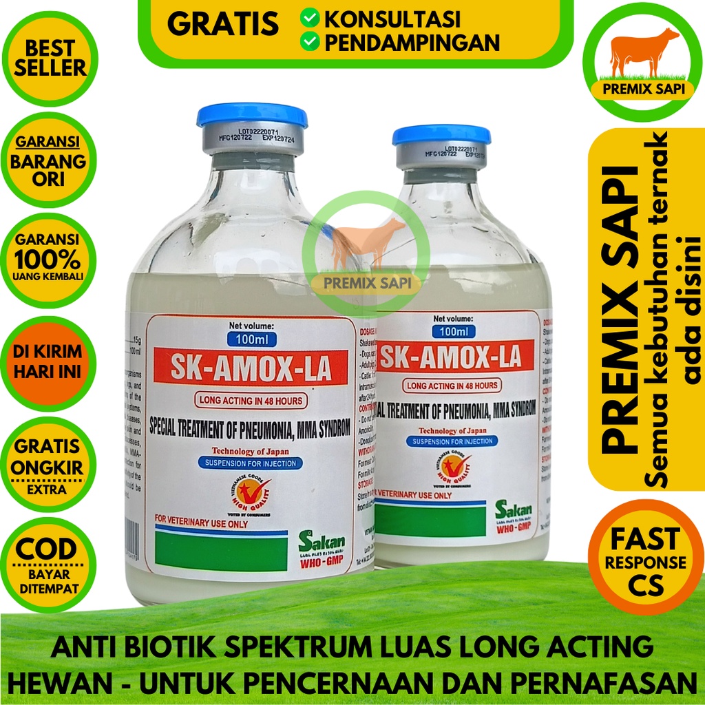 SK AMOX LA 100 ml - Anti biotik (Amo xicil lin 15%) obat injeksi ayam ...