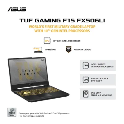 ASUS FX506LI-I75TB6T-O i7 10870H 8GB 512GB GTX1650Ti 4GB 15.6" FHD 144Hz W10 OHS