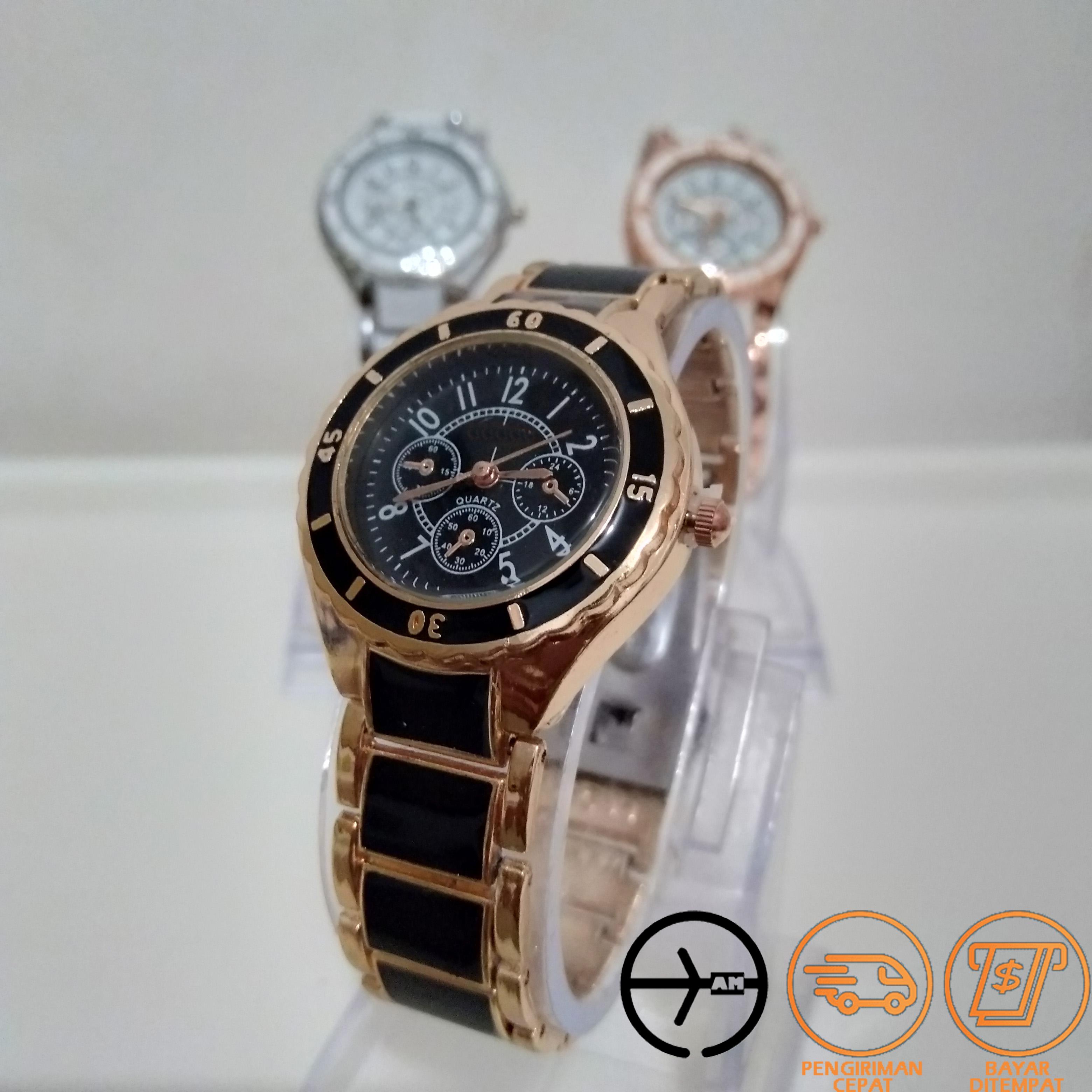 JAM TANGAN WANITA MEWAH KERAMIK GLAMOUR FREE BATTERY