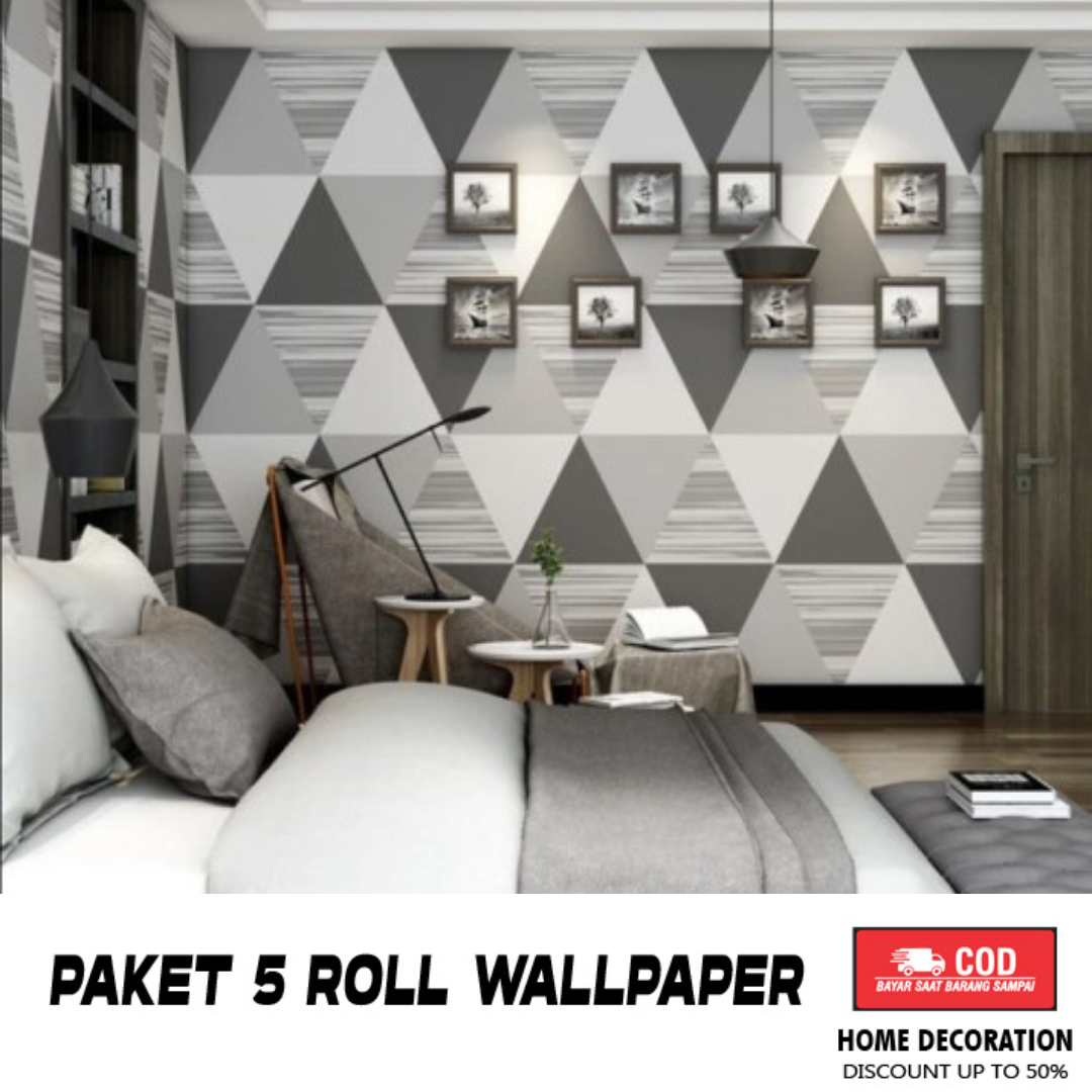 paket wallpaper dinding 5 roll stiker dinding kamar cewek aesthetic
