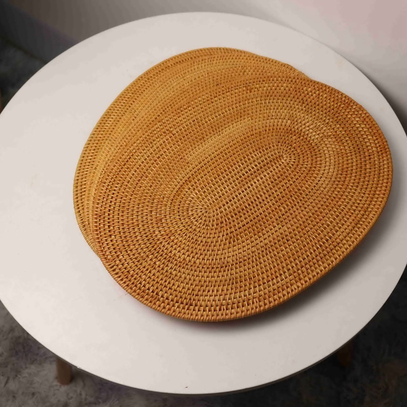 Rattan Woven Placemats Oval Round Table Mats Non Slip Heat Resistant
