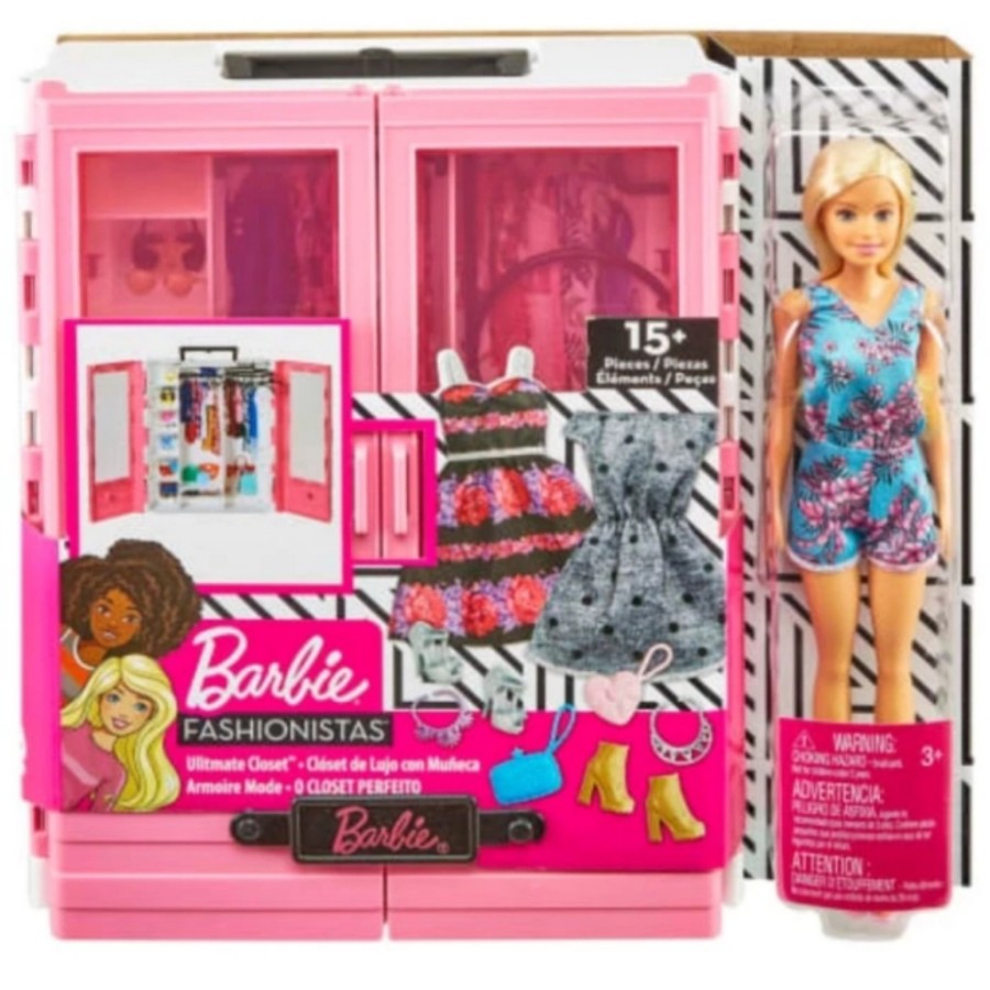 doll closet barbie gbk12 Lemari Baju Gift Set Boneka Barbie Mattel Fashionistas Ultimate