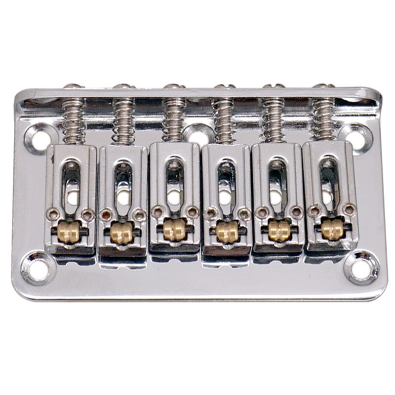 Hardtail Guitar Bridge Body Through for 6 String Electric Parts Silver