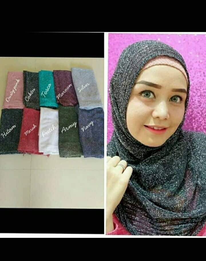 pasmina rajut gliter // jilbab pengantin // aksesoris pengantin