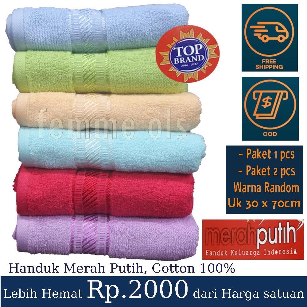 Femme Ols - Handuk Kecil Merah Putih 30x70cm /Handuk Olahraga / Zumba / Aerobic / Senam / Handuk Katun