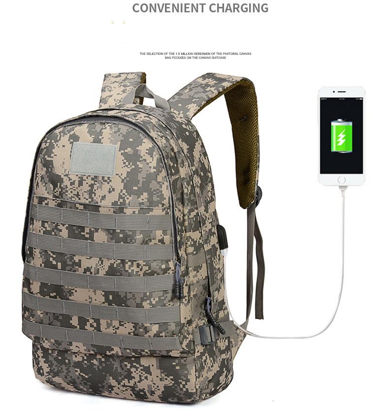 Techdoo Tas Ransel Army Military Tactical Backpack USB Port Tas Tentara Rucksack Trekking PUBG TCR08