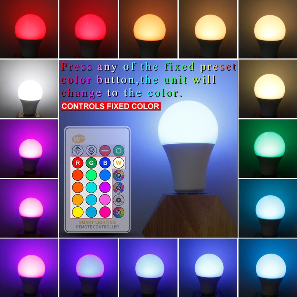[Homesty] [จัดส่งฟรี] [COD] [มีในสต็อก] [ลดราคา] [จัดส่งรวดเร็ว] คุ้มค่ามาก 110V 220V E27 RGB หลอดไฟ LED 5W 10W 15W RGB หลอดไฟหลากสีสัน RGBW หลอดไฟ LED พร้อมรีโมทคอนโทรล IR