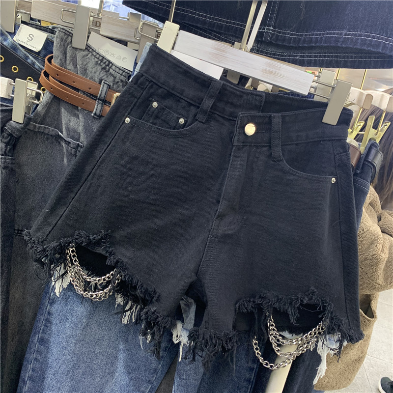 Irregular High Waist Black Denim Shorts 21 Spring And Summer New Cool Smart Ripped Hot Pants Raw Edge A Pants Lazada Ph