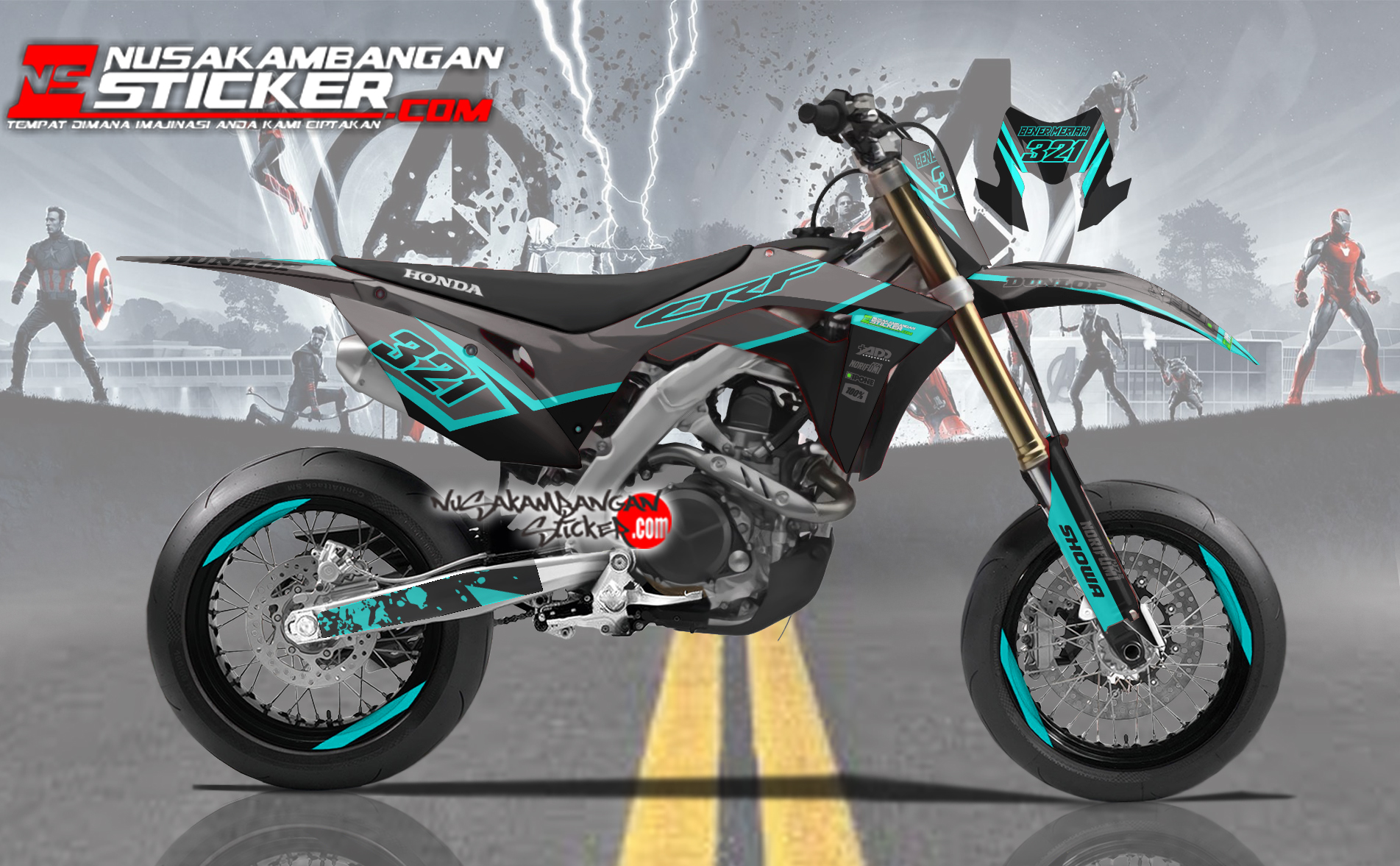 Decal Sticker Honda CRF 150 L Hitam Tosca Grey Stiker Full Body Nusakambangan Stiker Lazada Indonesia