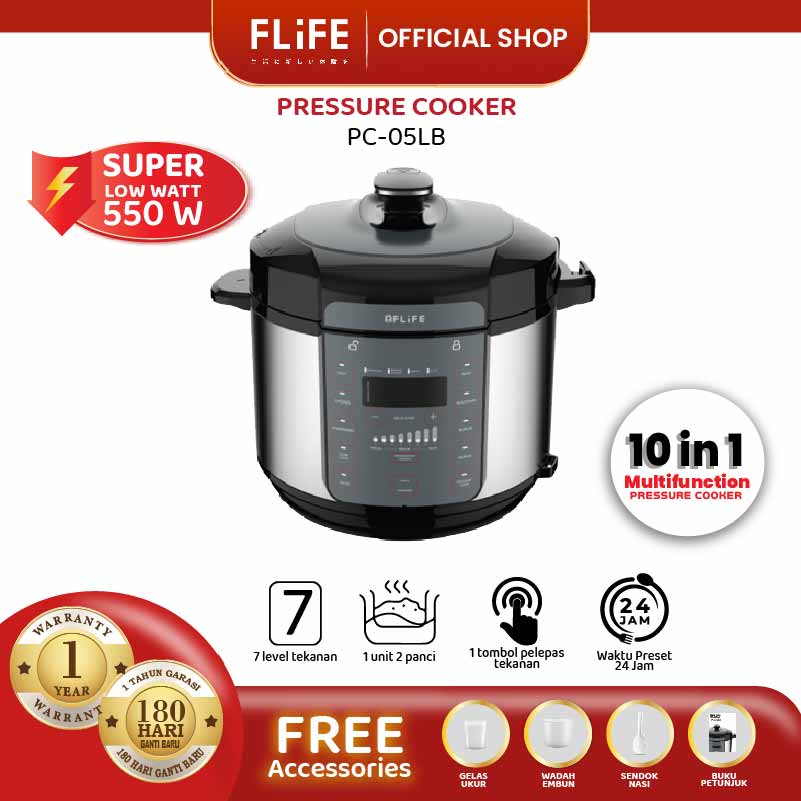 [FLIFE] Elektronik Pressure Cooker Panci Presto & Rice Cooker 5 Liter